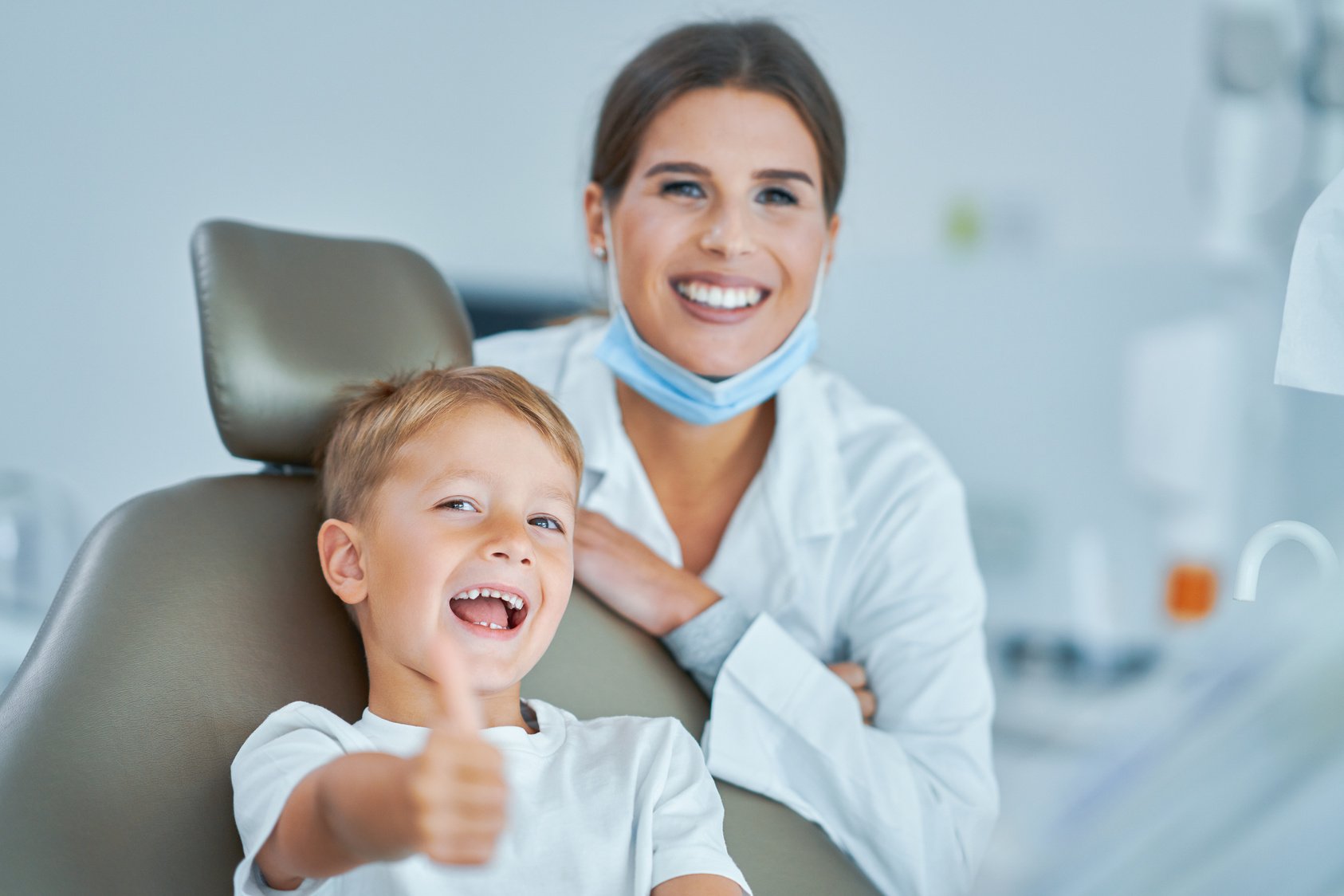 Little Boy and Female Dentist in the Dentist's Office